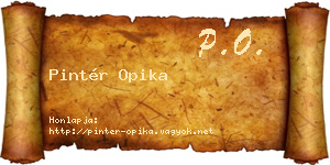 Pintér Opika névjegykártya